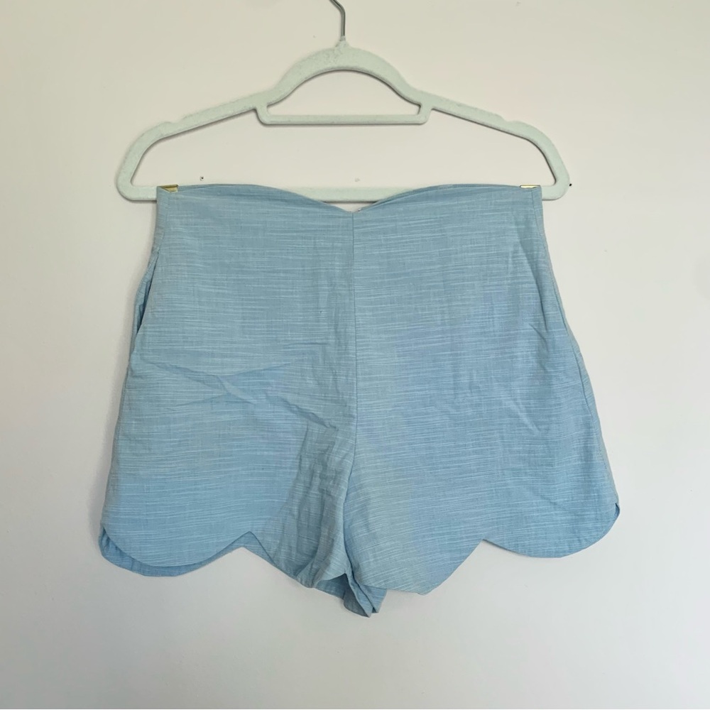 Moon River Scallop Shorts in Baby Blue